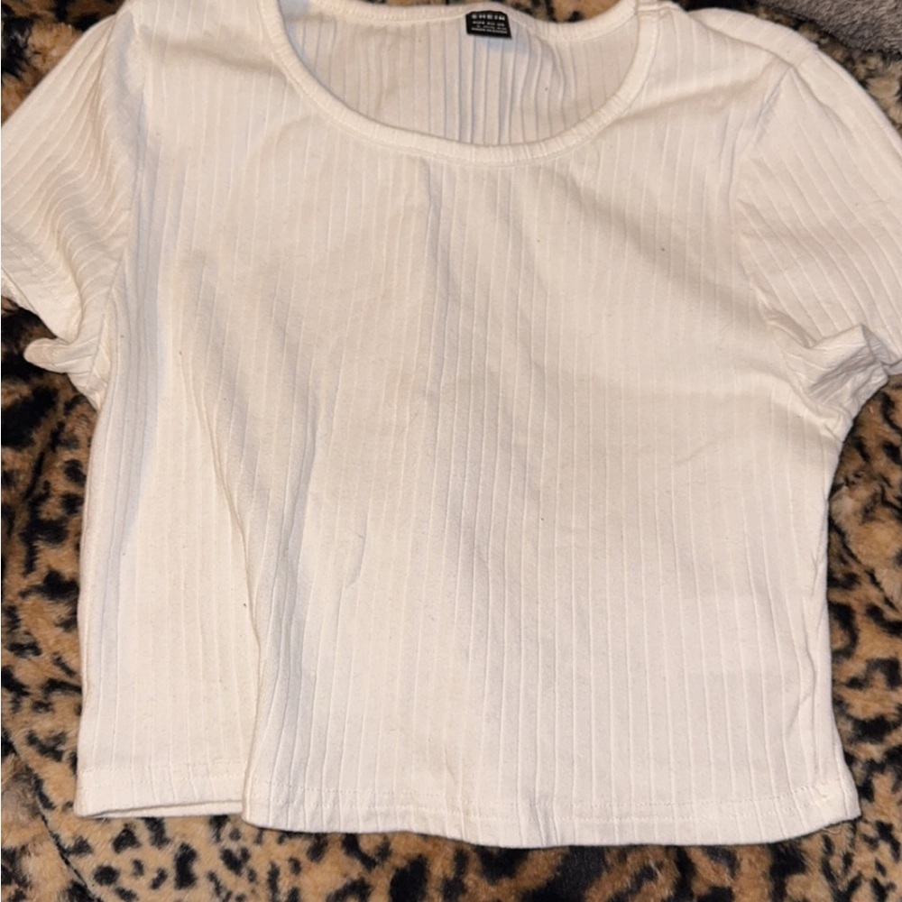 SHEIN White Ribbed Fitted Crop Top